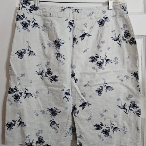 * JEANOLOGY Blue Floral Print Linen Skirt Ladies Size 18 - Picture 4 of 4